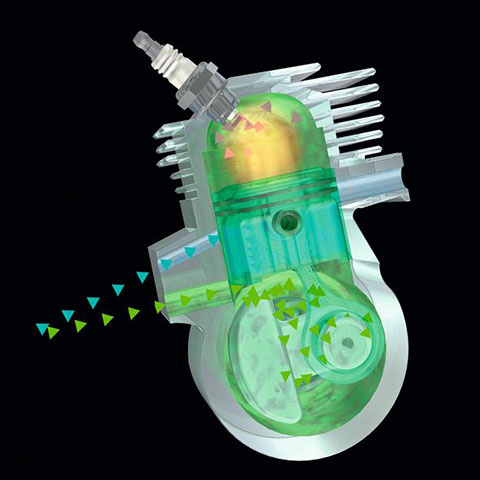 Motor STIHL 2-MIX con barrido de gases por aire